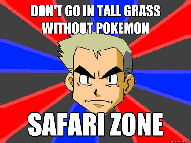 Don't go in tall grass without pokemon Safari zone  Professor Oak