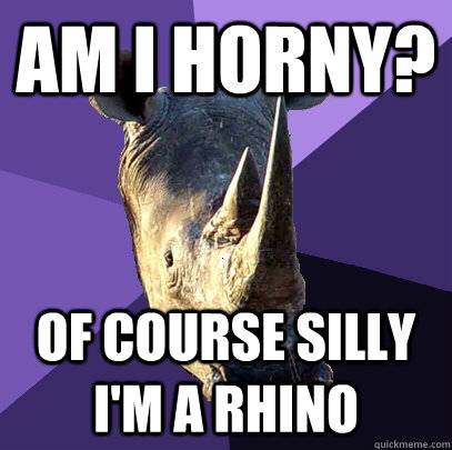 Am i horny? Of course silly i'm a rhino  Sexually Oblivious Rhino