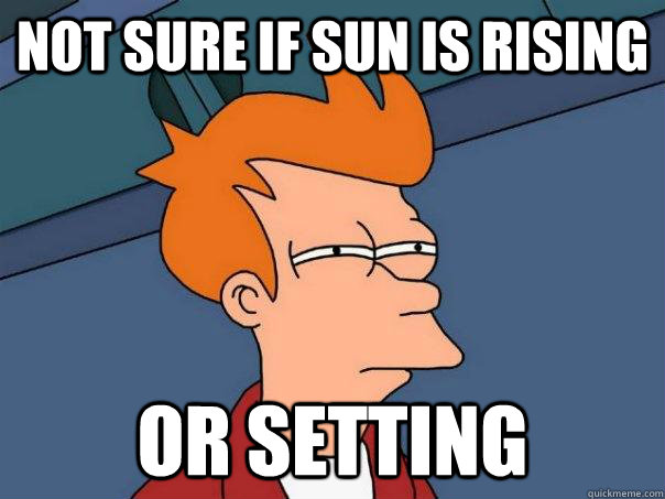 Not sure if sun is rising Or setting - Not sure if sun is rising Or setting  Futurama Fry