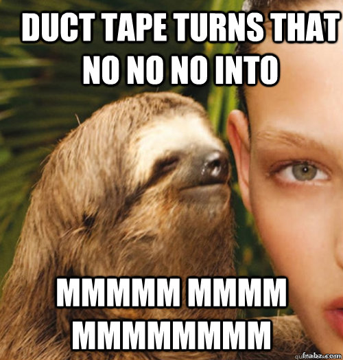 Duct Tape turns that no no no into  mmmmm mmmm mmmmmmmm  rape sloth