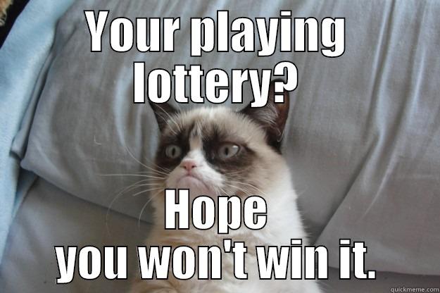 YOUR PLAYING LOTTERY? HOPE YOU WON'T WIN IT. Grumpy Cat