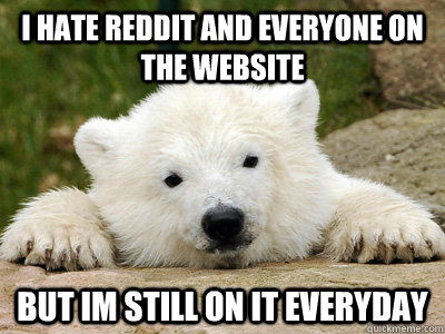 I hate reddit and everyone on the website but im still on it everyday  Popular Opinion Polar Bear