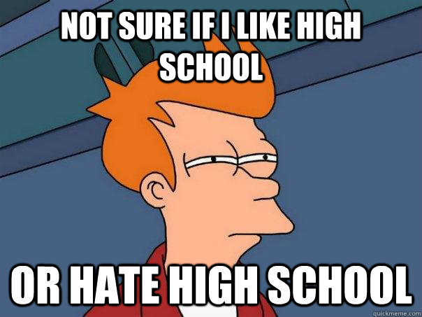 Not sure if I like high school Or hate high school  Futurama Fry