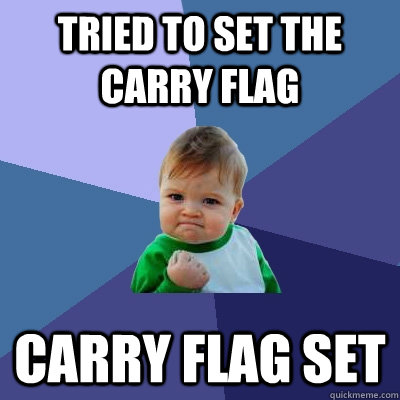 Tried to set the carry flag Carry flag set  Success Kid