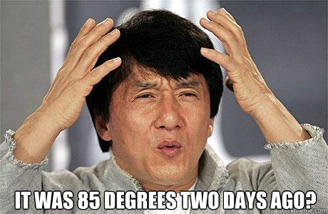  It was 85 degrees two days ago?  -  It was 85 degrees two days ago?   EPIC JACKIE CHAN