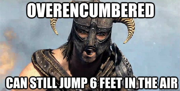 Overencumbered can still jump 6 feet in the air  skyrim