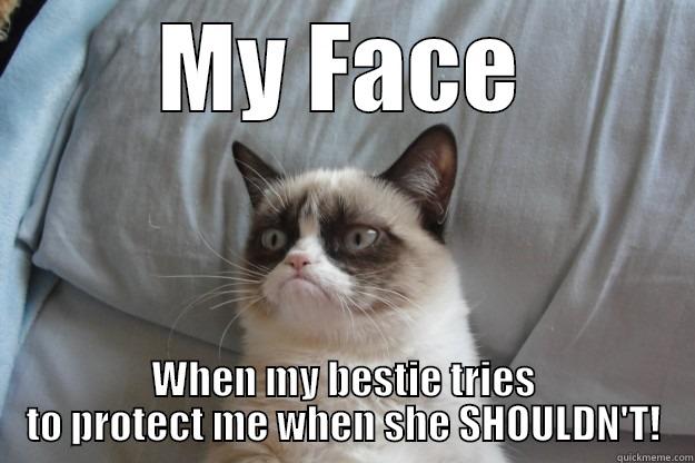 Bestie protectie - MY FACE WHEN MY BESTIE TRIES TO PROTECT ME WHEN SHE SHOULDN'T! Grumpy Cat