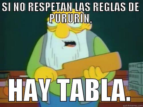 Hay Tabla 2 - SI NO RESPETAN LAS REGLAS DE PURURIN, HAY TABLA. Misc