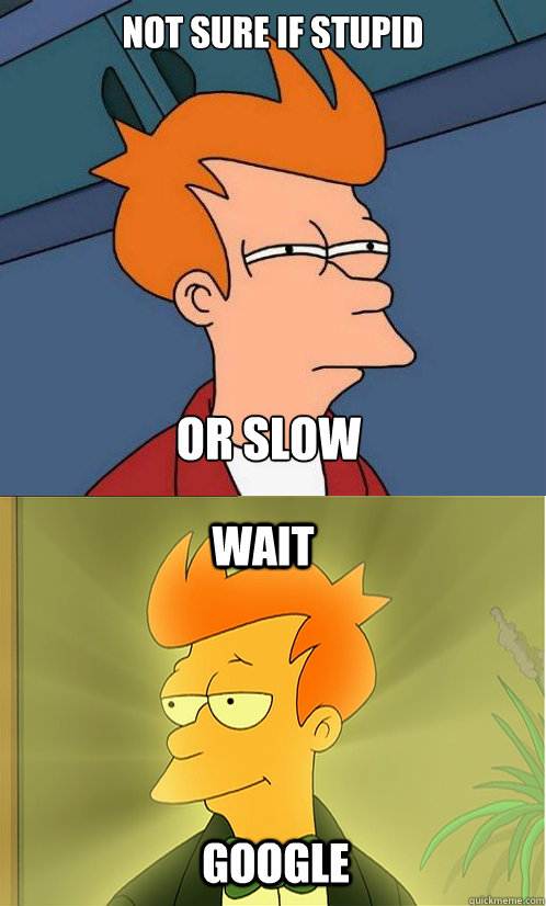 Not sure if stupid or slow wait google  Enlightened Fry