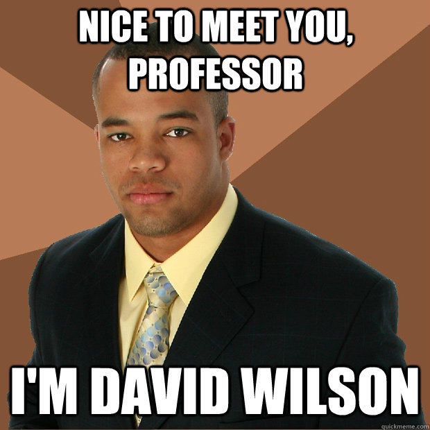 Nice to meet you, professor I'm David Wilson  Successful Black Man