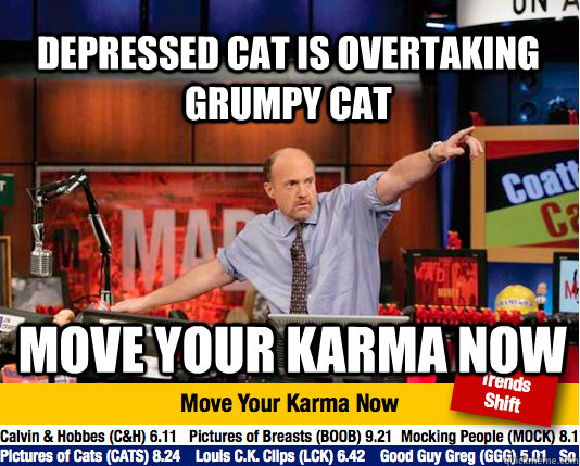 Depressed cat is overtaking grumpy cat   move your karma now   Mad Karma with Jim Cramer