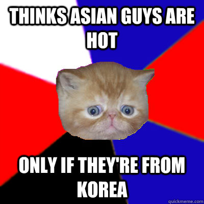 thinks asian guys are hot only if they're from korea  