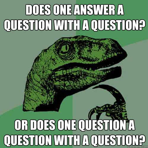 Does one answer a question with a question? Or does one question a question with a question?  Philosoraptor