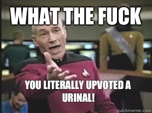 What the fuck You literally upvoted a urinal! - What the fuck You literally upvoted a urinal!  Annoyed Picard