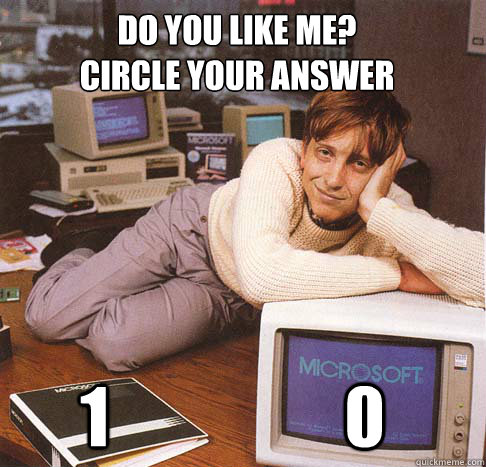 do you like me?
circle your answer 1                  0  Dreamy Bill Gates