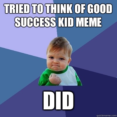 Tried to think of good Success Kid meme Did  Success Kid