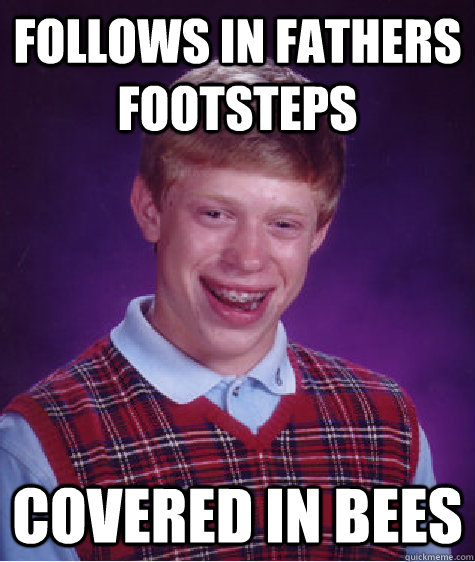 follows in fathers footsteps covered in bees - follows in fathers footsteps covered in bees  Bad Luck Brian