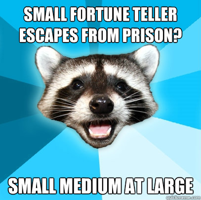 small fortune teller escapes from prison? small medium at large - small fortune teller escapes from prison? small medium at large  Lame Pun Coon