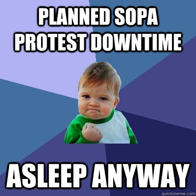 planned sopa protest downtime asleep anyway  Success Kid