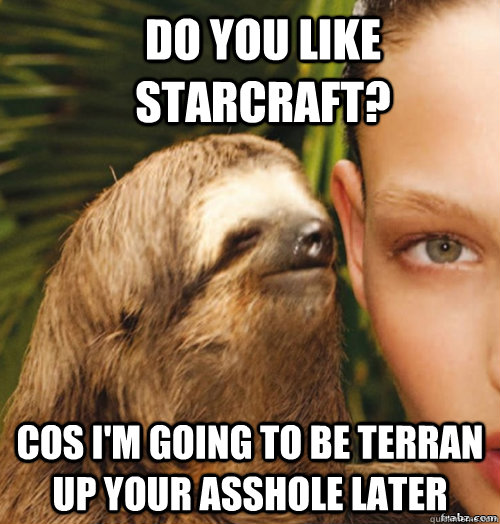 Do you like Starcraft? Cos i'm going to be Terran up your asshole later  rape sloth