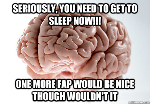 seriously, you need to get to sleep now!!! one more fap would be nice though wouldn't it - seriously, you need to get to sleep now!!! one more fap would be nice though wouldn't it  Scumbag Brain