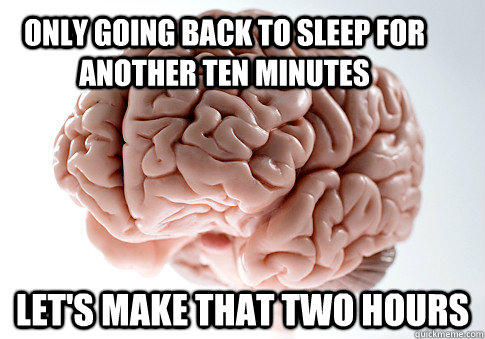 only going back to sleep for another ten minutes let's make that two hours  Scumbag Brain