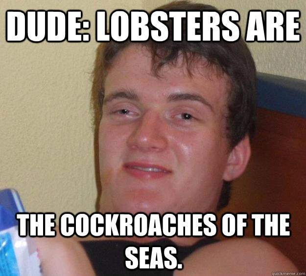 dude: lobsters are the cockroaches of the seas.  10 Guy