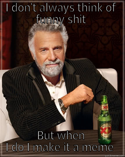 is this a meme? - I DON'T ALWAYS THINK OF FUNNY SHIT BUT WHEN I DO I MAKE IT A MEME  The Most Interesting Man In The World