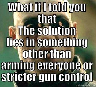 WHAT IF I TOLD YOU THAT THE SOLUTION LIES IN SOMETHING OTHER THAN ARMING EVERYONE OR STRICTER GUN CONTROL Matrix Morpheus