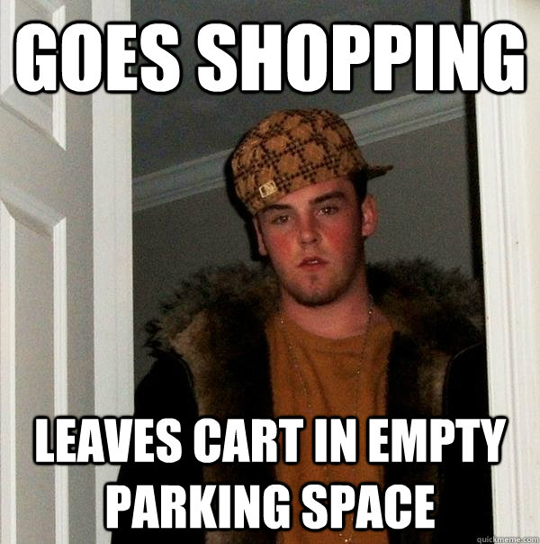 Goes shopping leaves cart in empty parking space  Scumbag Steve