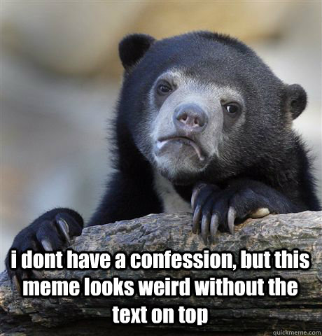  i dont have a confession, but this meme looks weird without the text on top  Confession Bear