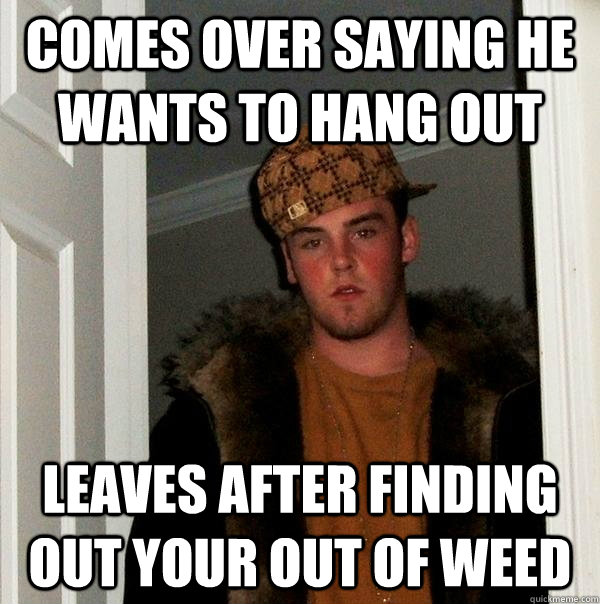 comes over saying he wants to hang out leaves after finding out your out of weed  Scumbag Steve