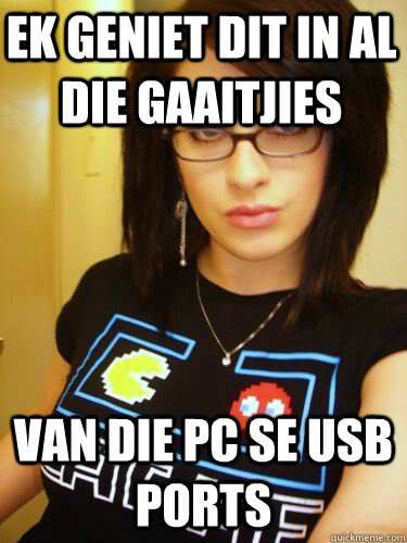 ek geniet dit in al die gaaitjies van die pc se USB ports  Cool Chick Carol