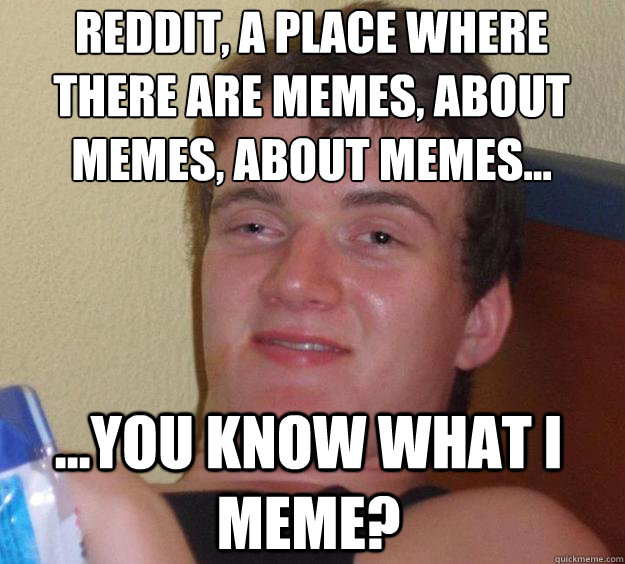 Reddit, a place where there are memes, about memes, about memes... ...you know what i meme?  10 Guy