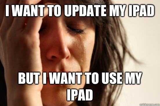 I want to update my iPad  But I want to use my iPad   First World Problems