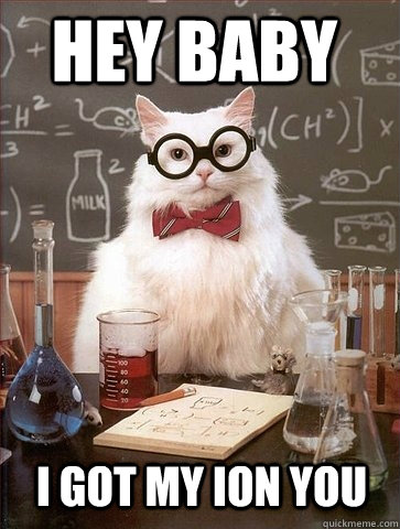 Hey baby i got my ion you  Chemistry Cat