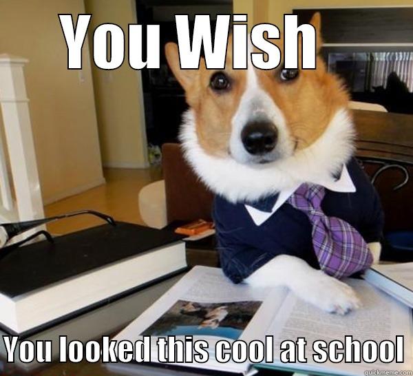 YOU WISH    YOU LOOKED THIS COOL AT SCHOOL Lawyer Dog