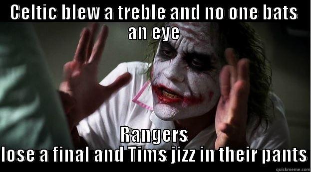 CELTIC BLEW A TREBLE AND NO ONE BATS AN EYE RANGERS LOSE A FINAL AND TIMS JIZZ IN THEIR PANTS Joker Mind Loss