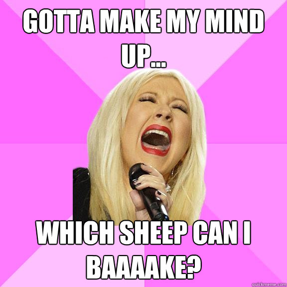 GOTTA MAKE MY MIND UP... WHICH SHEEP CAN i BAAAAKE?  Wrong Lyrics Christina