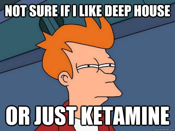 Not sure if I like deep house or just ketamine  Futurama Fry