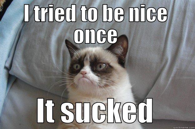 I tried to be nice once  - I TRIED TO BE NICE ONCE IT SUCKED Grumpy Cat