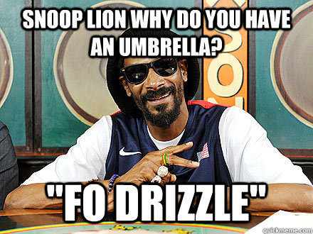 Snoop lion why do you have an umbrella? 