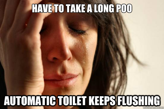 Have to take a long poo Automatic toilet keeps flushing  First World Problems