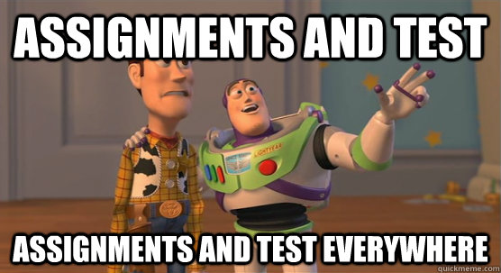 assignments and test assignments and test everywhere  Toy Story Everywhere