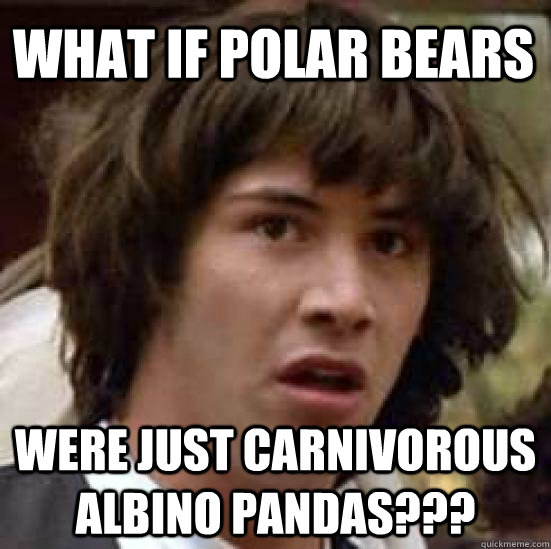 What if Polar Bears  were just carnivorous albino Pandas??? - What if Polar Bears  were just carnivorous albino Pandas???  conspiracy keanu