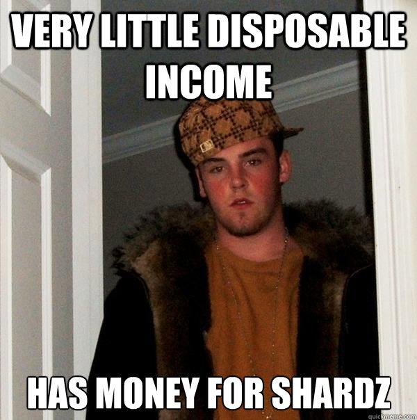 very little disposable income has money for shardz  Scumbag Steve