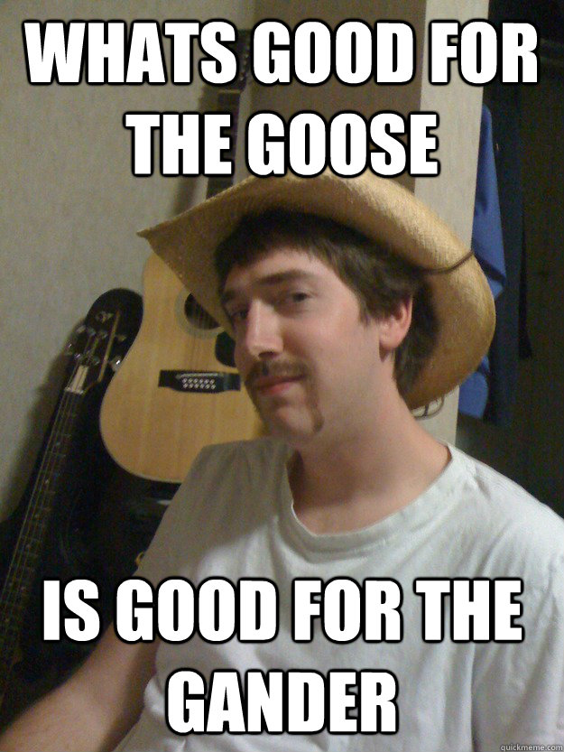 whats good for the goose is good for the gander  Cliche Kyle