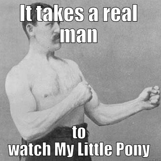 What real men watch on TV - IT TAKES A REAL MAN TO WATCH MY LITTLE PONY overly manly man
