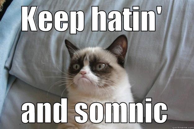 KEEP HATIN'  AND SOMNIC Grumpy Cat