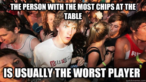 The person with the most chips at the table Is usually the worst player  Sudden Clarity Clarence